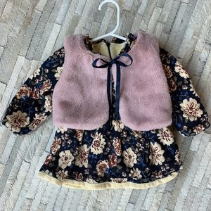 Warm toddler dress with vest
